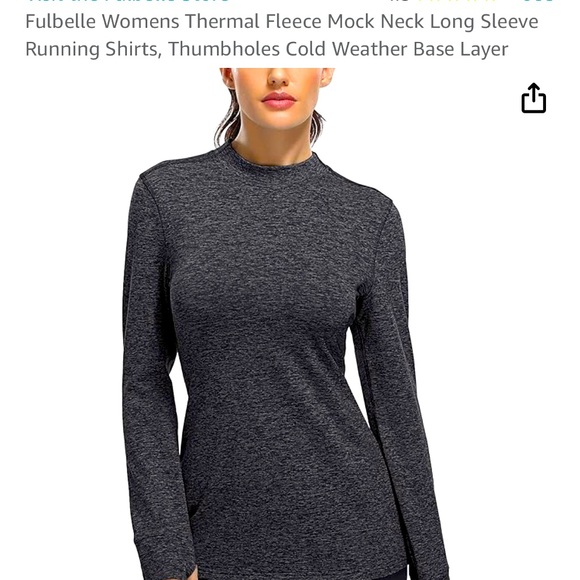 Fulbelle Womens Thermal Fleece Mock Neck Long Sleeve Running Shirts, Thumbholes - Picture 1 of 6